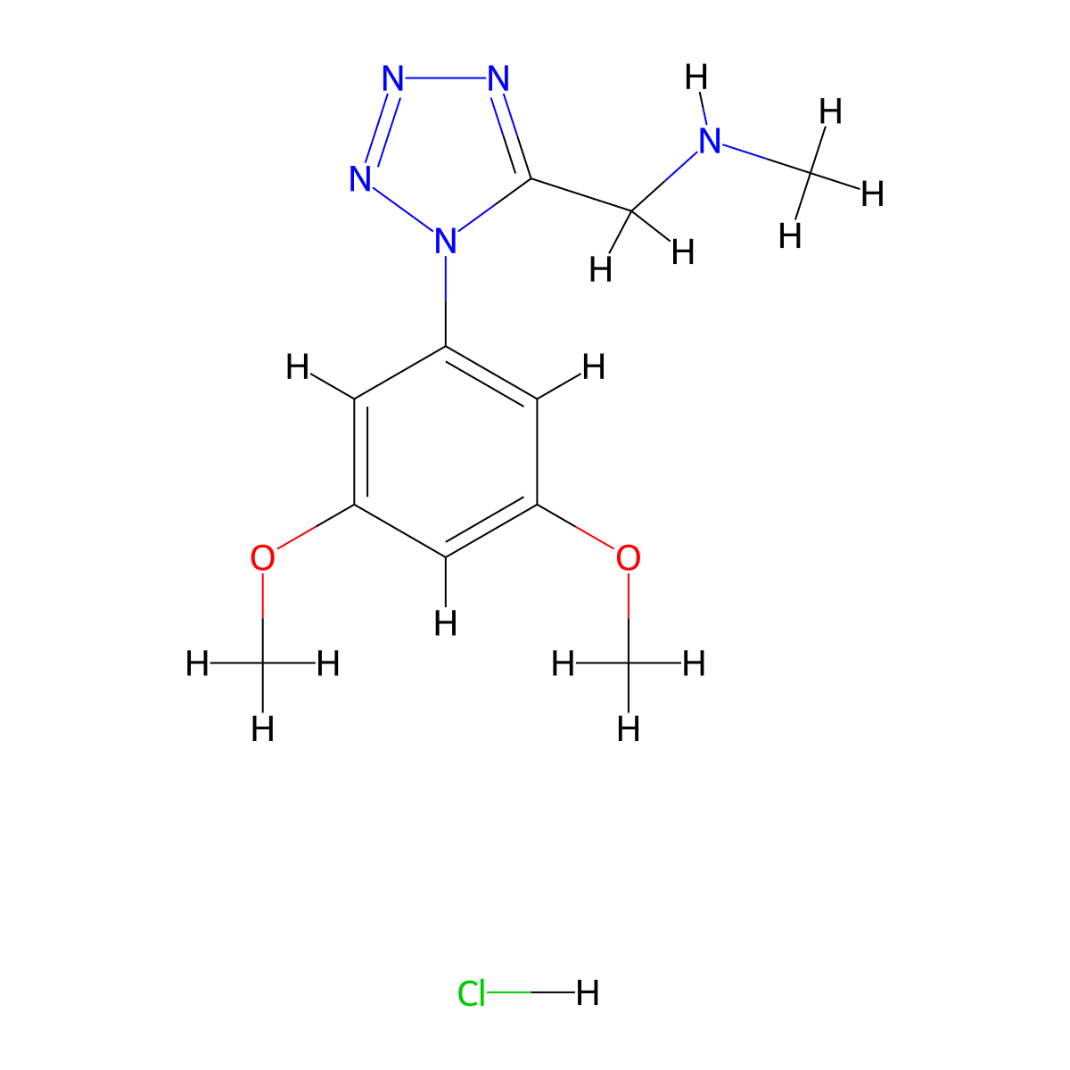 {[1-(3,5-dimethoxyphenyl)-1H-1,2,3,4-tetrazol-5-yl]methyl}(methyl)amine hydrochloride molecular structure, CAS 1376395-33-3
