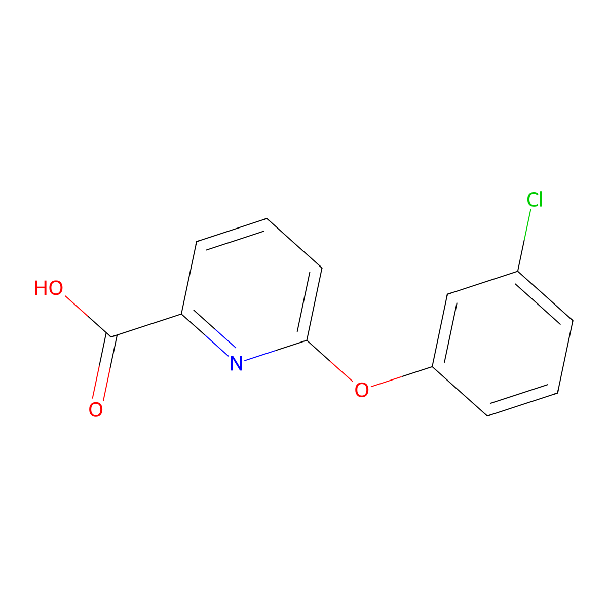 6-(3-Chlorophenoxy)pyridine-2-carboxylic acid molecular structure, CAS 137640-91-6
