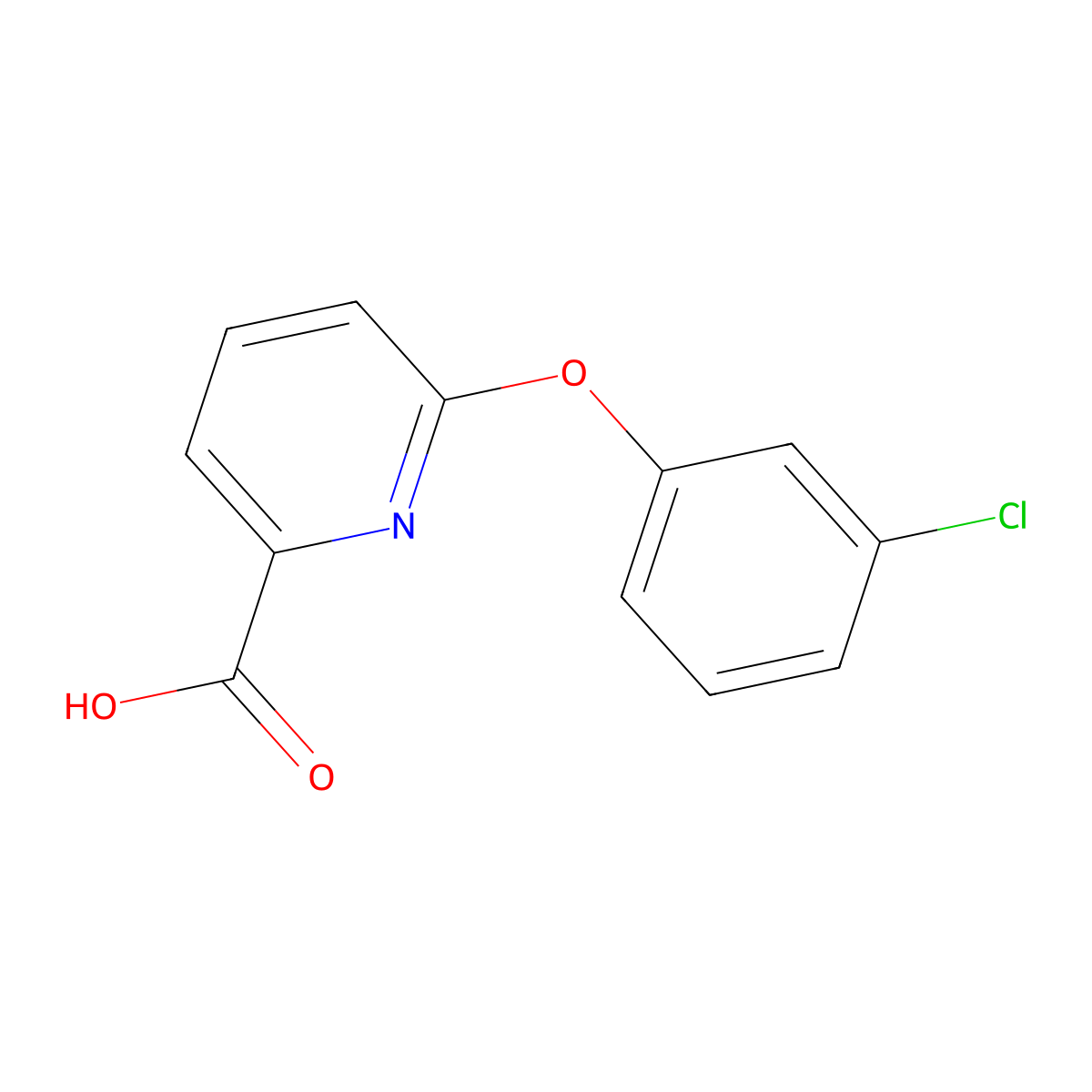 6-(3-Chlorophenoxy)pyridine-2-carboxylic acid molecular structure, CAS 137640-91-6