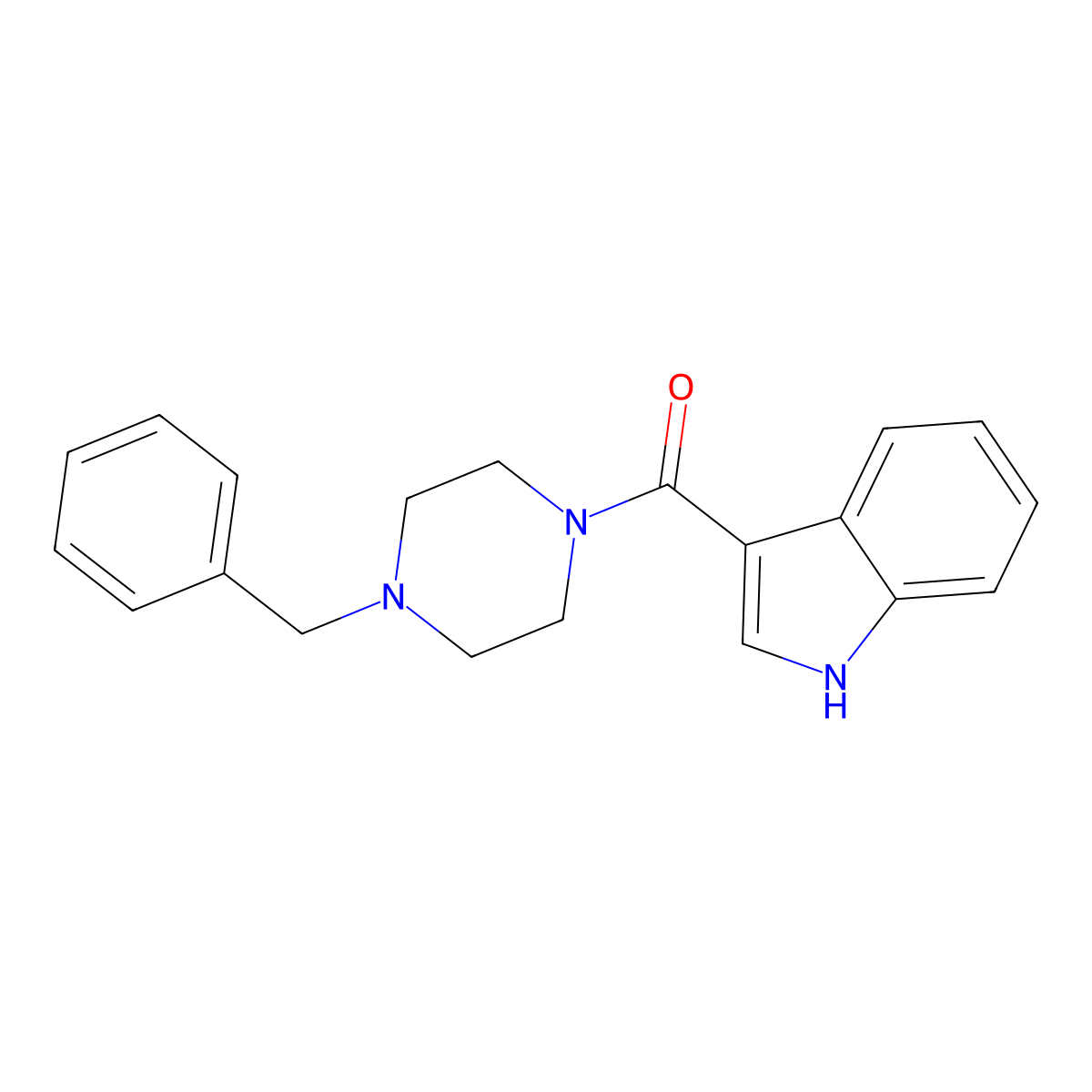 (4-benzylpiperazino)(1H-indol-3-yl)methanone molecular structure, CAS 137643-31-3