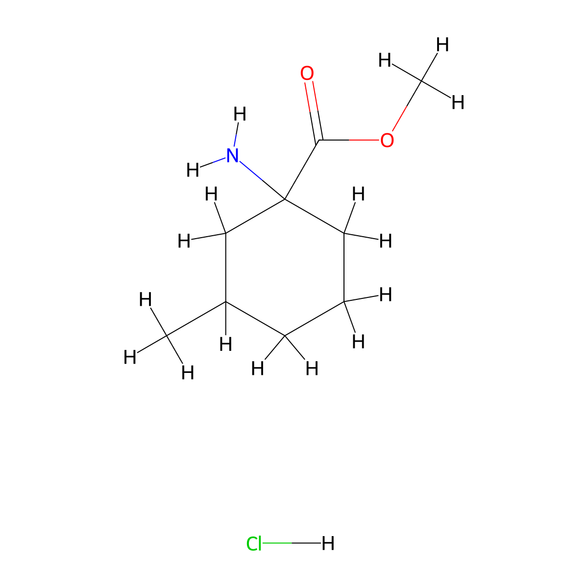 Methyl 1-amino-3-methylcyclohexane-1-carboxylate hydrochloride molecular structure, CAS 137643-69-7
