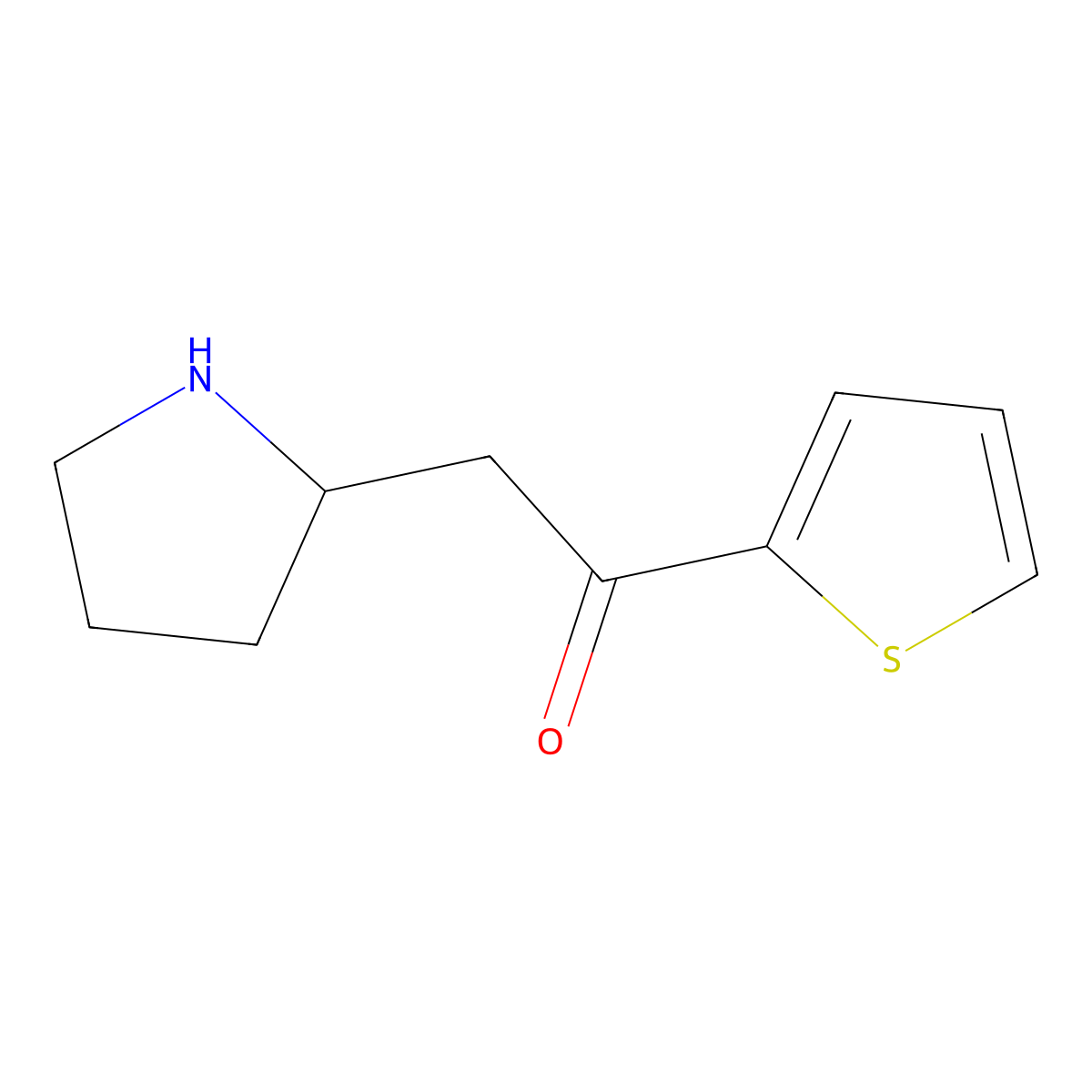 2-(Pyrrolidin-2-yl)-1-(thiophen-2-yl)ethan-1-one molecular structure, CAS 1376435-88-9