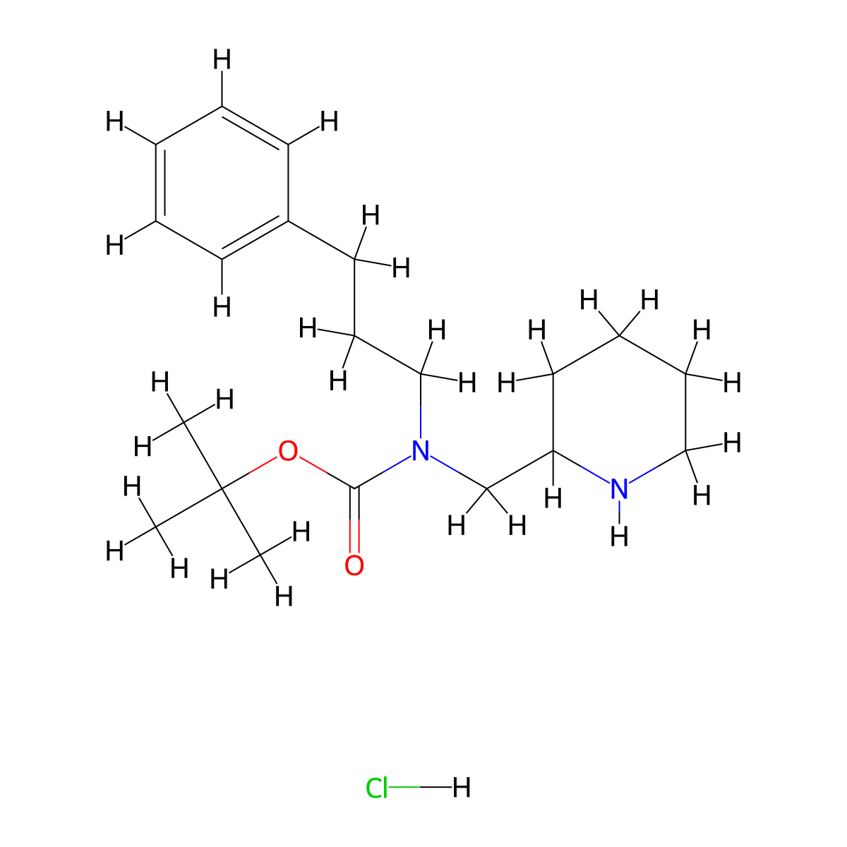 tert-Butyl (3-phenylpropyl)(piperidin-2-ylmethyl)carbamate hydrochloride molecular structure, CAS 137649-92-4