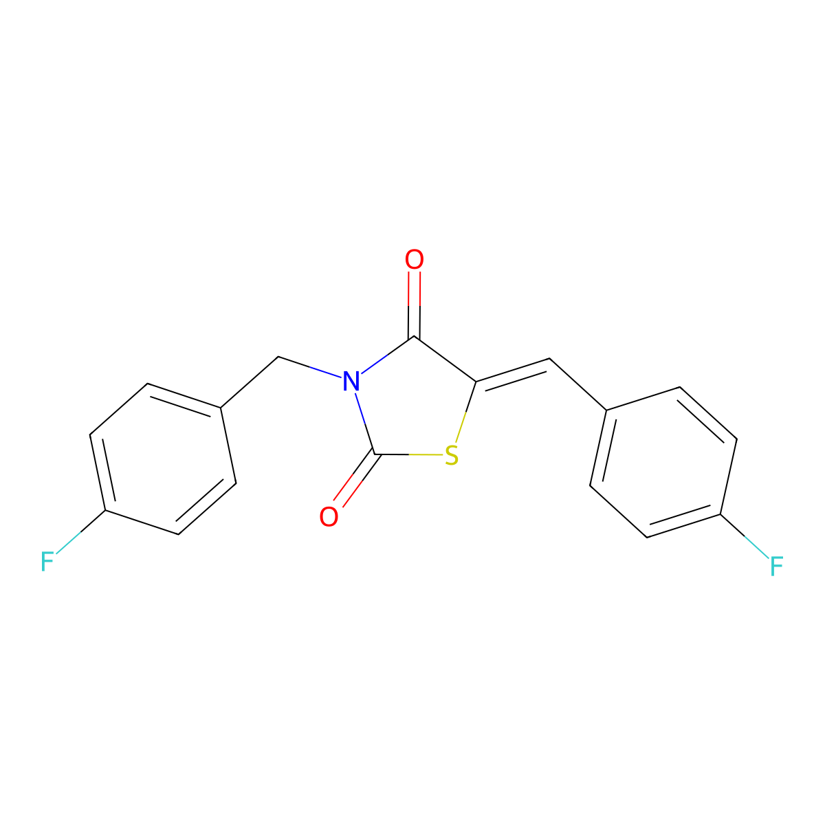 3-[(4-Fluorophenyl)methyl]-5-[(4-fluorophenyl)methylidene]-1,3-thiazolidine-2,4-dione molecular structure, CAS 137660-69-6