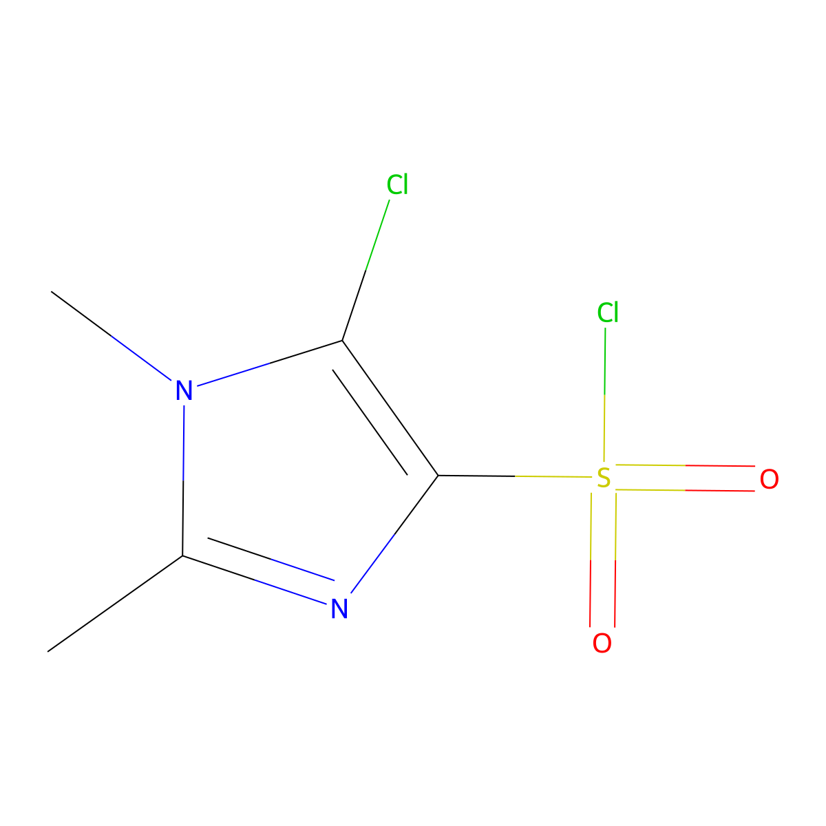 5-chloro-1,2-dimethyl-1H-imidazole-4-sulfonyl chloride molecular structure, CAS 1376607-77-0