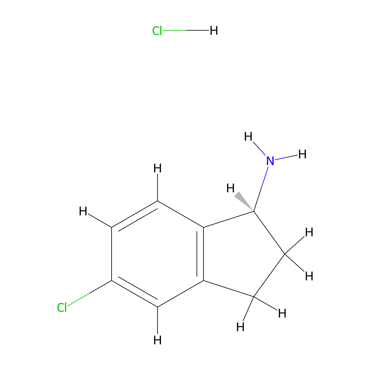 (S)-5-Chloro-2,3-dihydro-1H-inden-1-amine hydrochloride molecular structure, CAS 1376687-76-1