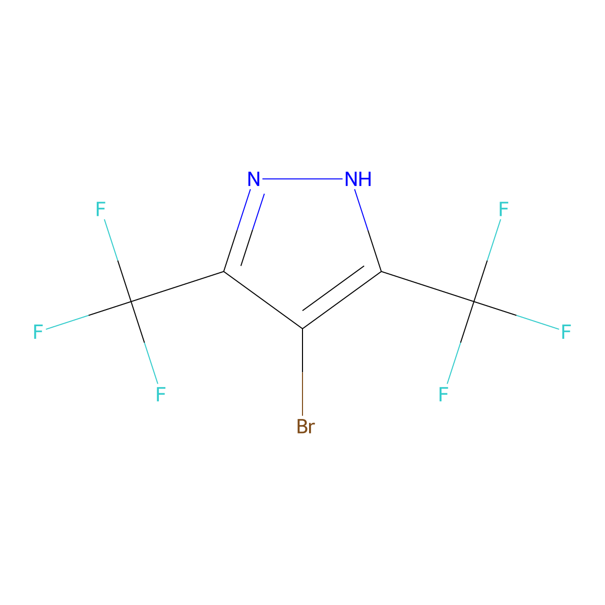 4-bromo-3,5-bis(trifluoromethyl)-1H-pyrazole molecular structure, CAS 1376710-07-4