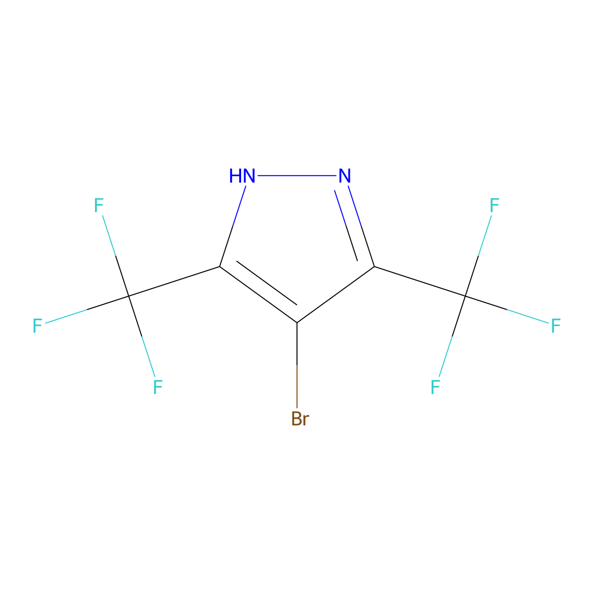 4-bromo-3,5-bis(trifluoromethyl)-1H-pyrazole molecular structure, CAS 1376710-07-4