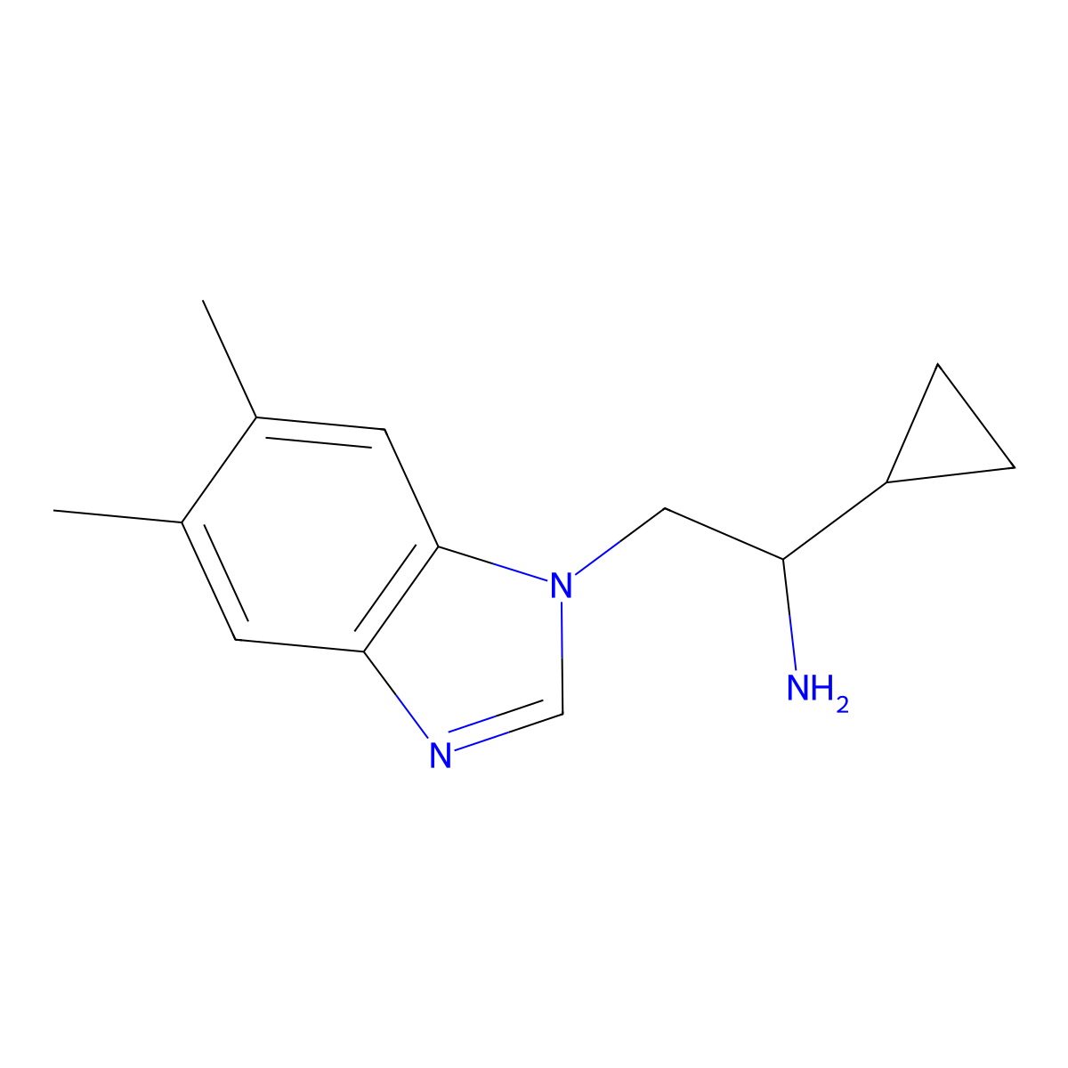 1-Cyclopropyl-2-(5,6-dimethyl-1h-benzo[d]imidazol-1-yl)ethan-1-amine molecular structure, CAS 1376752-70-3