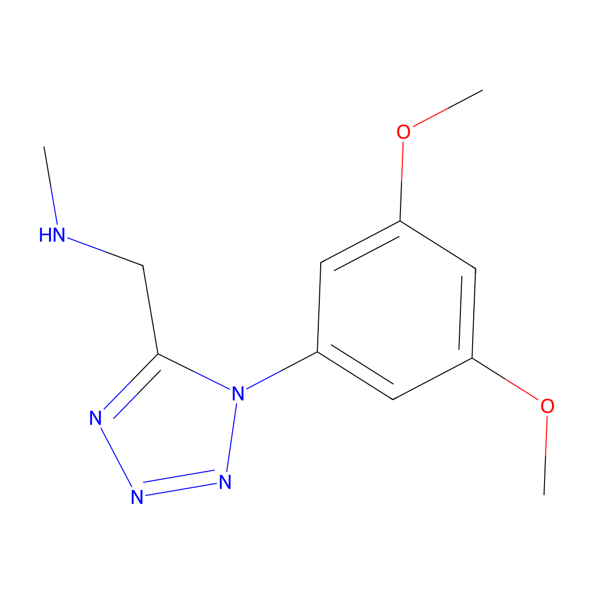 {[1-(3,5-dimethoxyphenyl)-1H-1,2,3,4-tetrazol-5-yl]methyl}(methyl)amine molecular structure, CAS 1376752-85-0