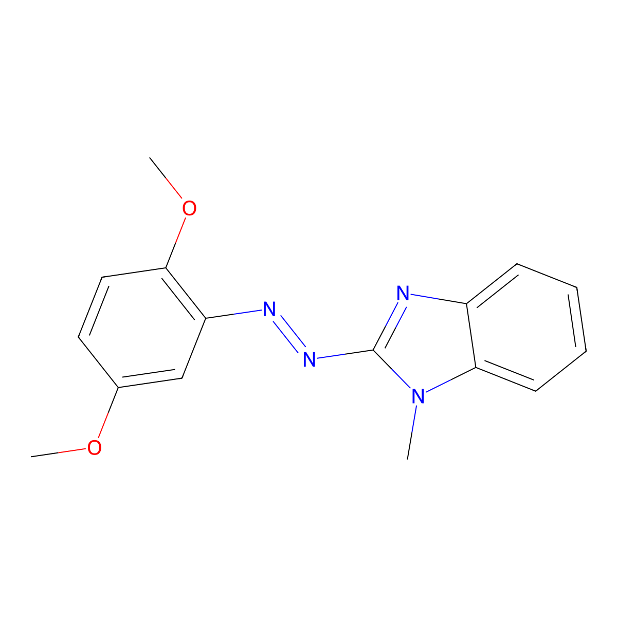 2-[(E)-(2,5-dimethoxyphenyl)diazenyl]-1-methyl-1H-benzimidazole molecular structure, CAS 137676-67-6