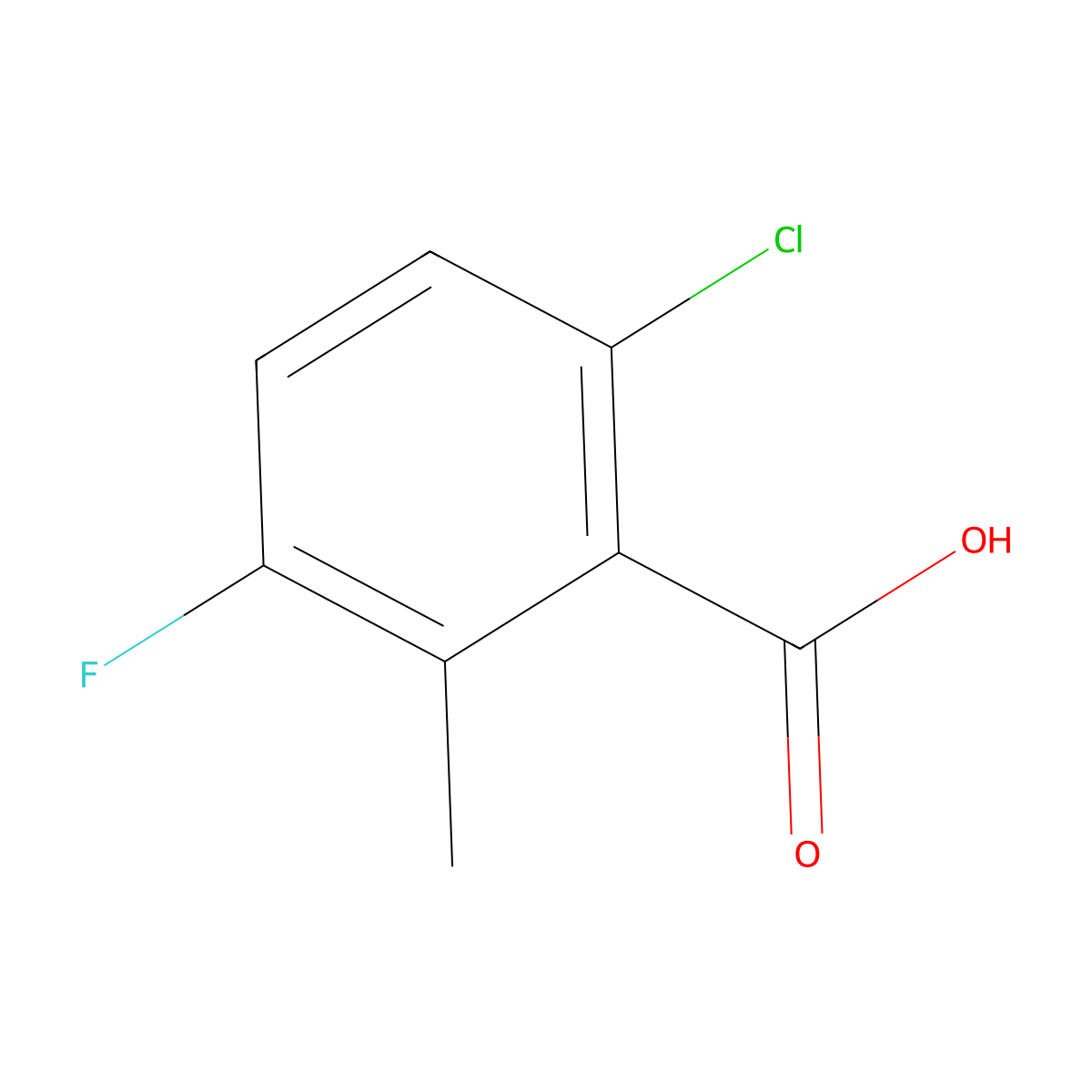 6-Chloro-3-fluoro-2-methylbenzoic acid molecular structure, CAS 1376760-14-3