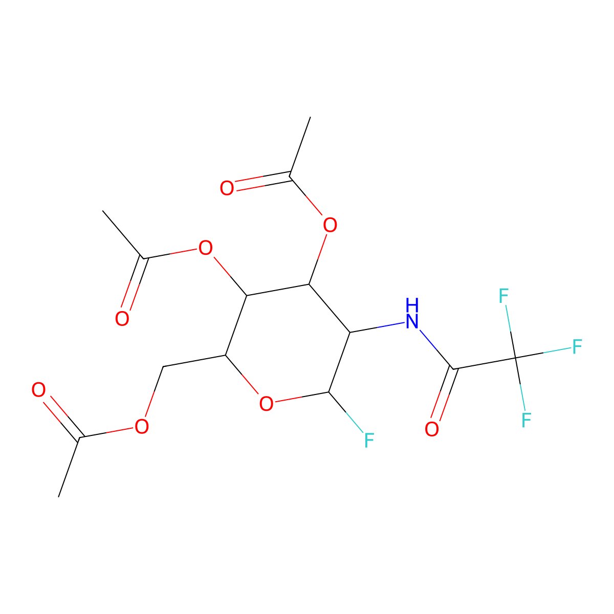 [3,4-diacetyloxy-6-fluoro-5-[(2,2,2-trifluoroacetyl)amino]oxan-2-yl]methyl Acetate molecular structure, CAS 137686-91-0