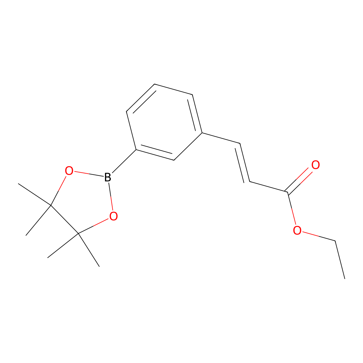 (E)-ethyl 3-(3-(4,4,5,5-tetramethyl-1,3,2-dioxaborolan-2-yl)phenyl)acrylate molecular structure, CAS 1377024-34-4