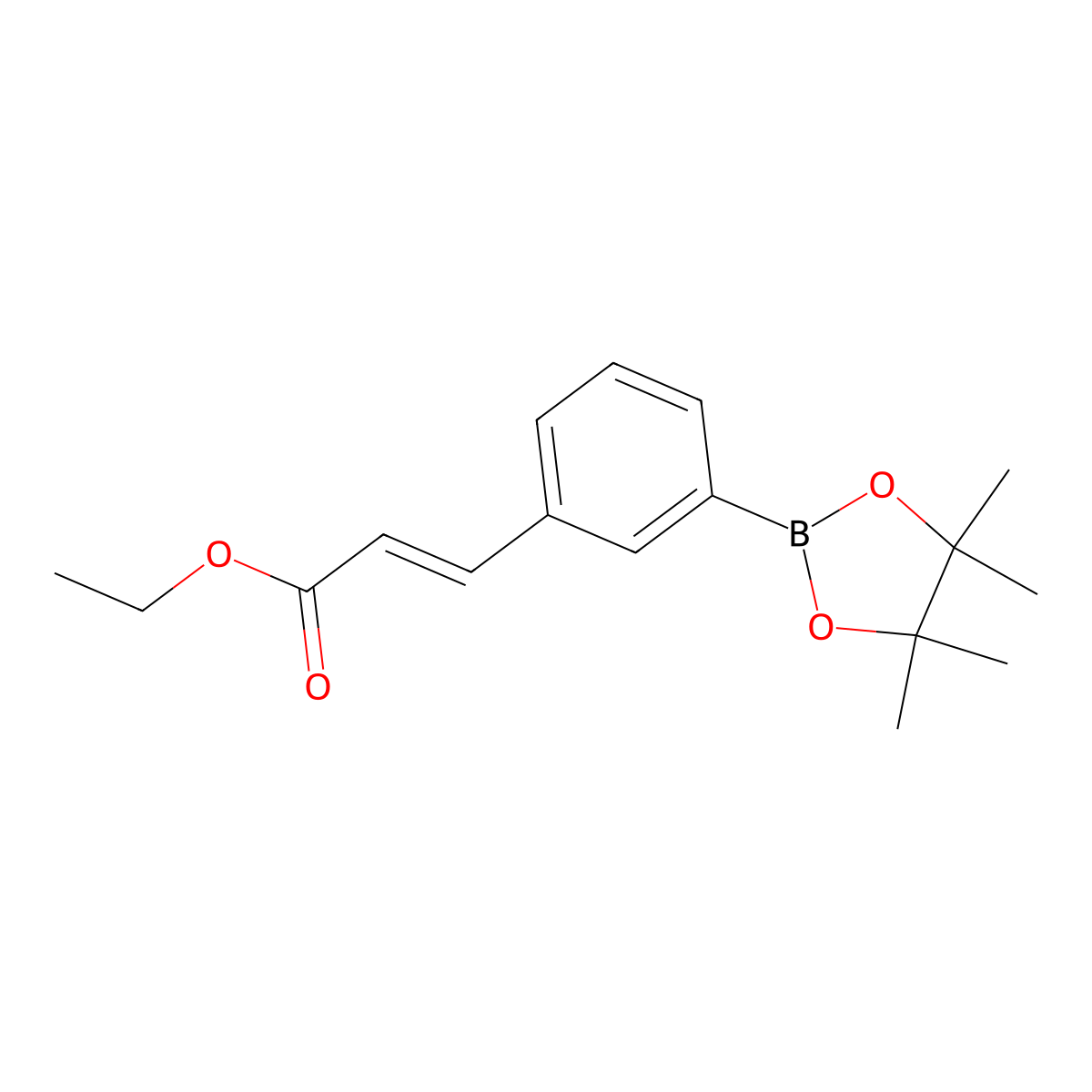 (E)-ethyl 3-(3-(4,4,5,5-tetramethyl-1,3,2-dioxaborolan-2-yl)phenyl)acrylate molecular structure, CAS 1377024-34-4