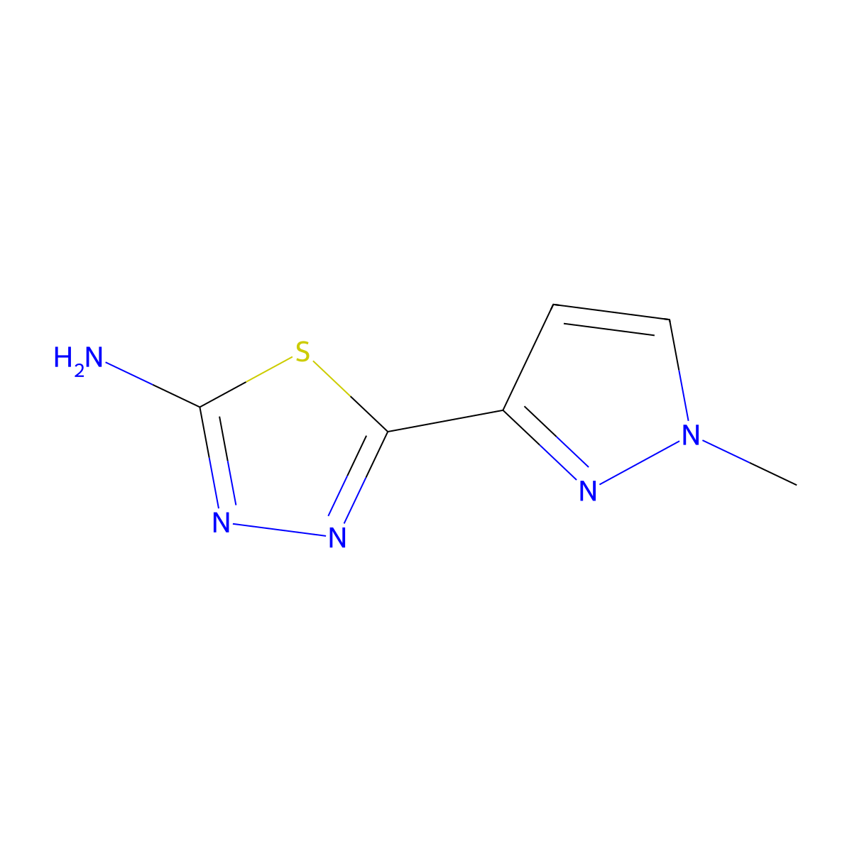 5-(1-Methyl-1H-pyrazol-3-yl)-1,3,4-thiadiazol-2-amine molecular structure, CAS 1377084-42-8