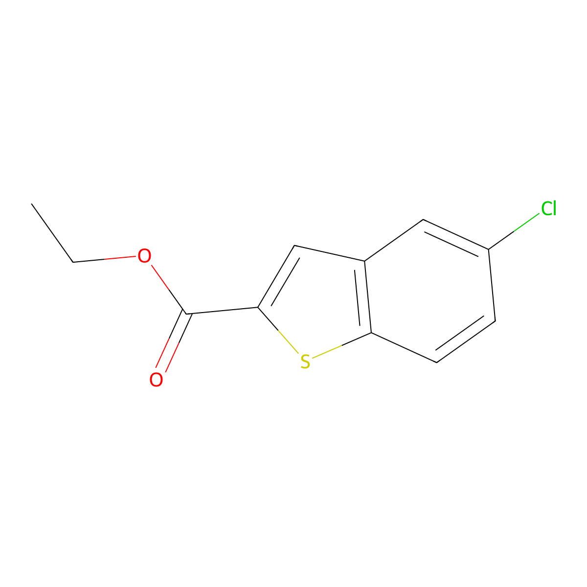 Ethyl 5-chloro-1-benzothiophene-2-carboxylate molecular structure, CAS 13771-67-0