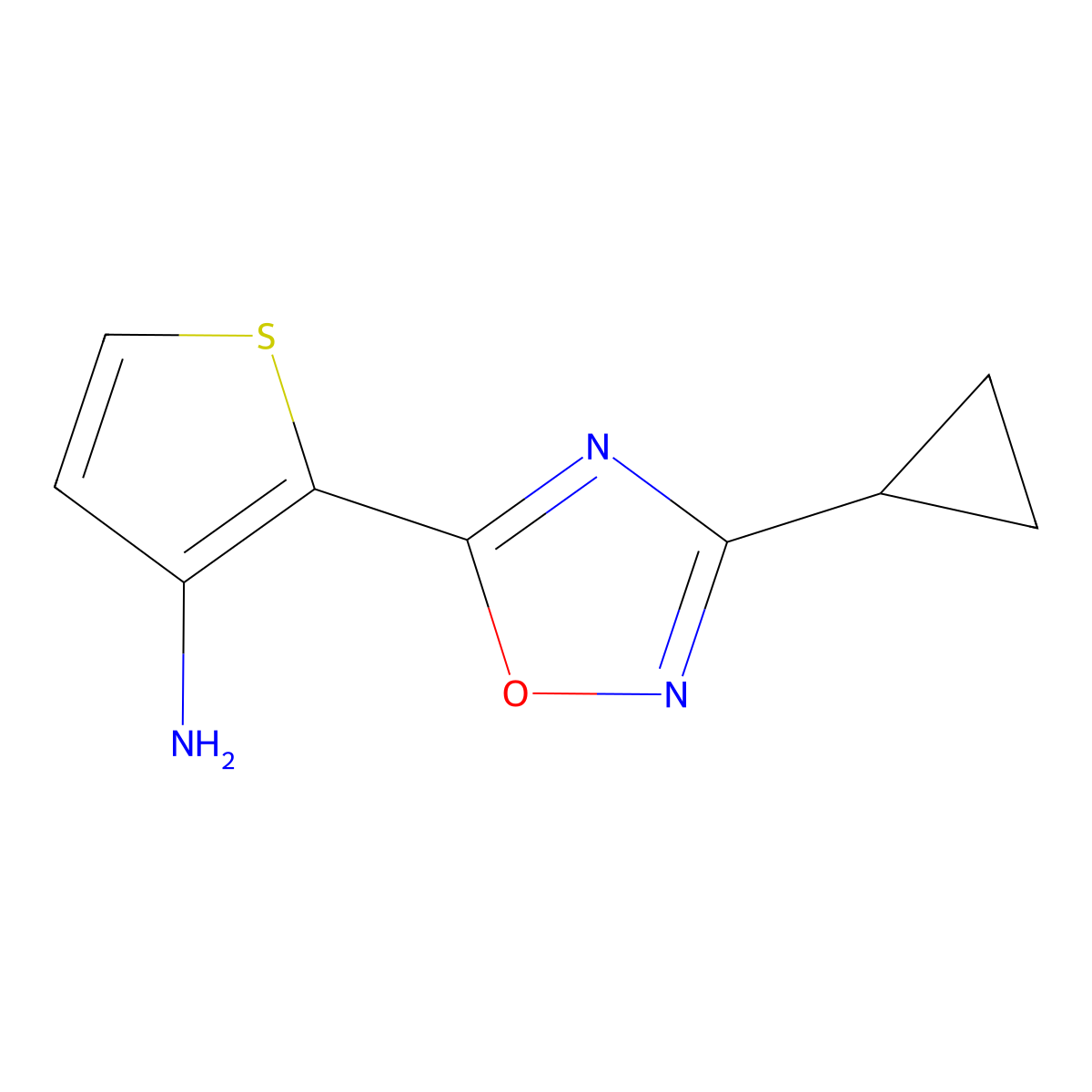 2-(3-Cyclopropyl-1,2,4-oxadiazol-5-yl)thiophen-3-amine molecular structure, CAS 137715-61-8