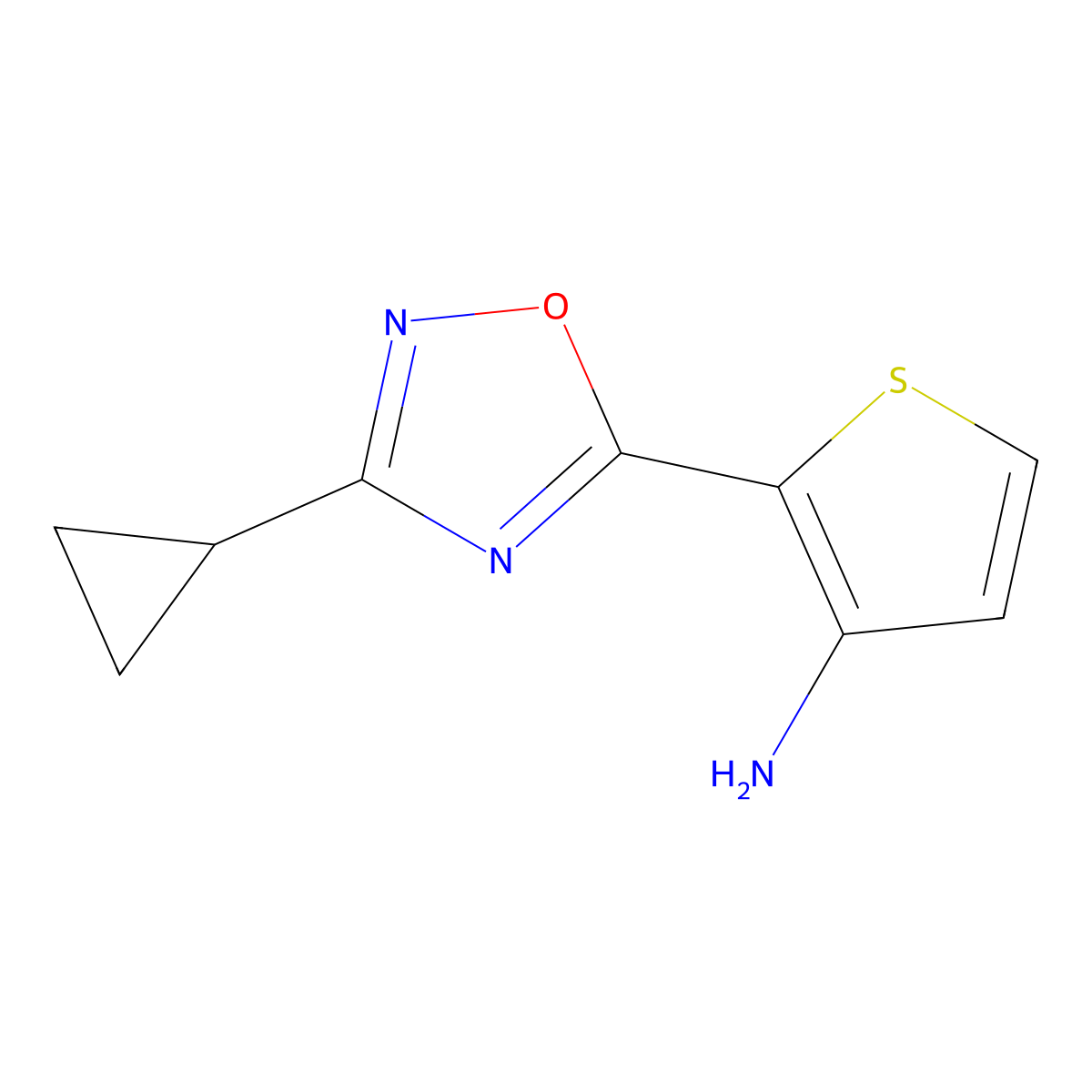 2-(3-Cyclopropyl-1,2,4-oxadiazol-5-yl)thiophen-3-amine molecular structure, CAS 137715-61-8