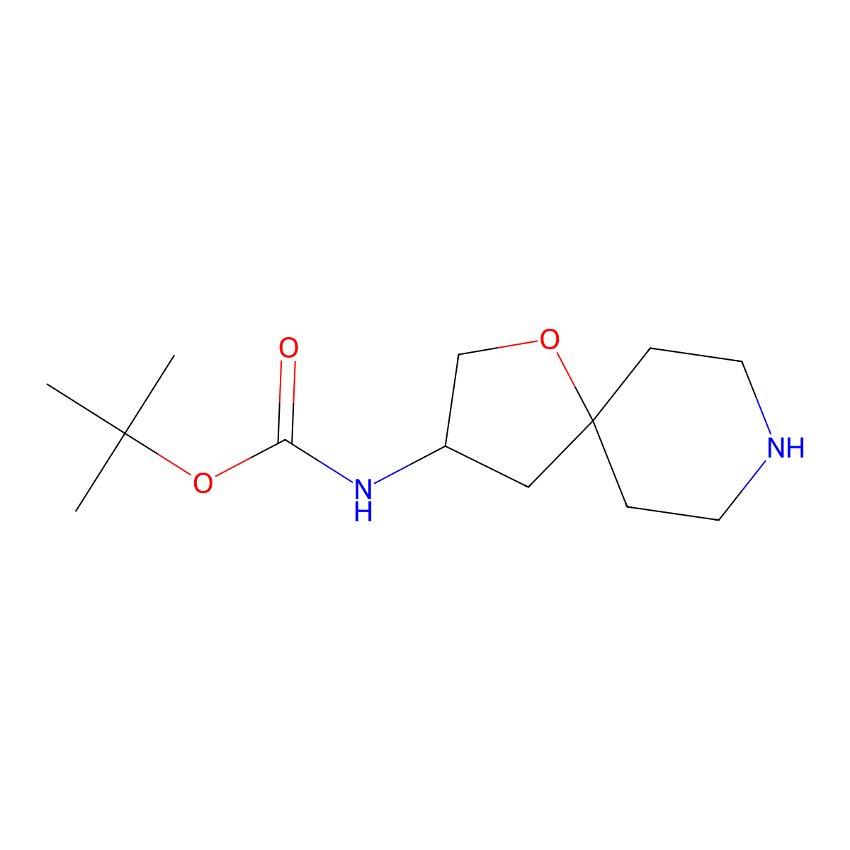 Tert-butyl 1-oxa-8-azaspiro[4.5]dec-3-ylcarbamate molecular structure, CAS 1377187-33-1