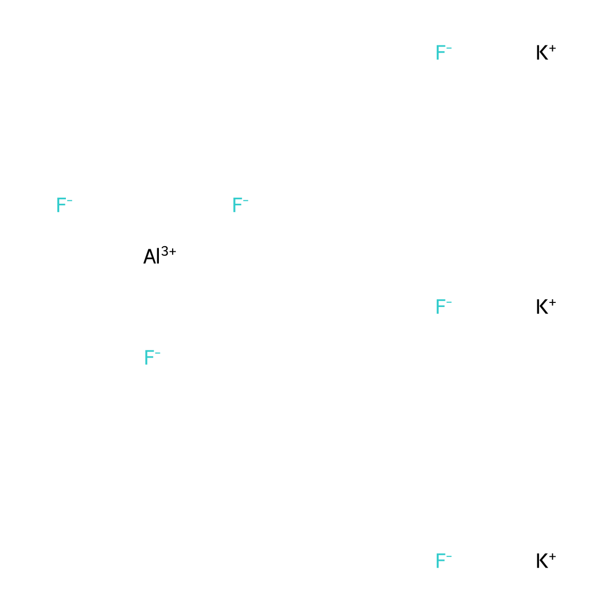 Potassium hexafluoroaluminate molecular structure, CAS 13775-52-5