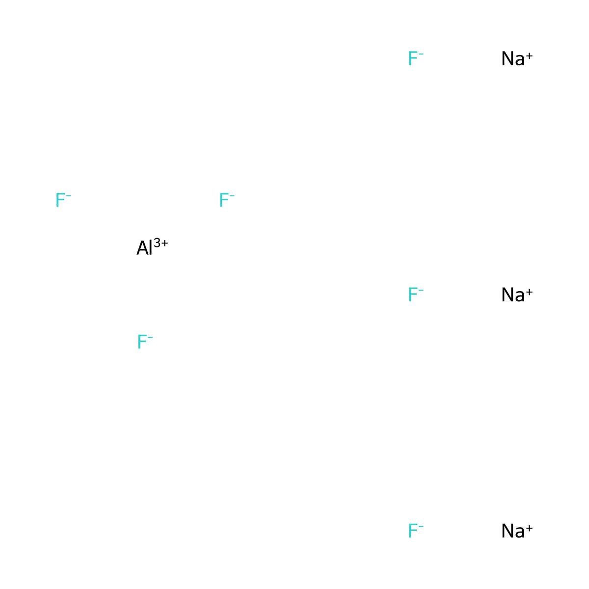 Trisodium hexafluoroaluminate molecular structure, CAS 13775-53-6