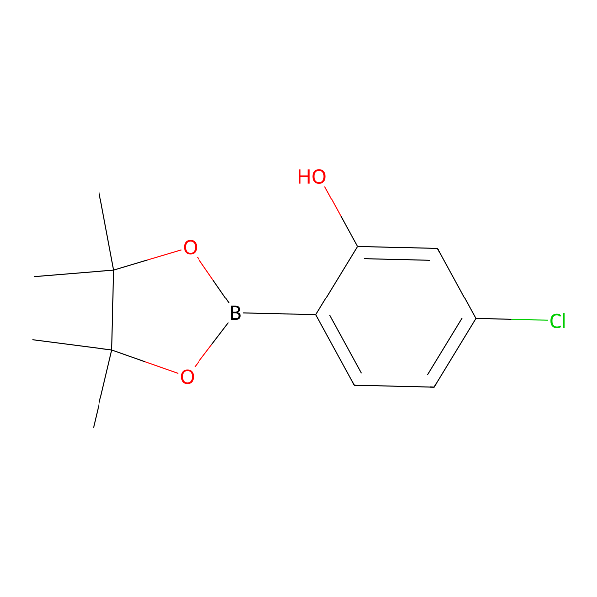 5-Chloro-2-(4,4,5,5-tetramethyl-1,3,2-dioxaborolan-2-yl)phenol molecular structure, CAS 1377503-12-2