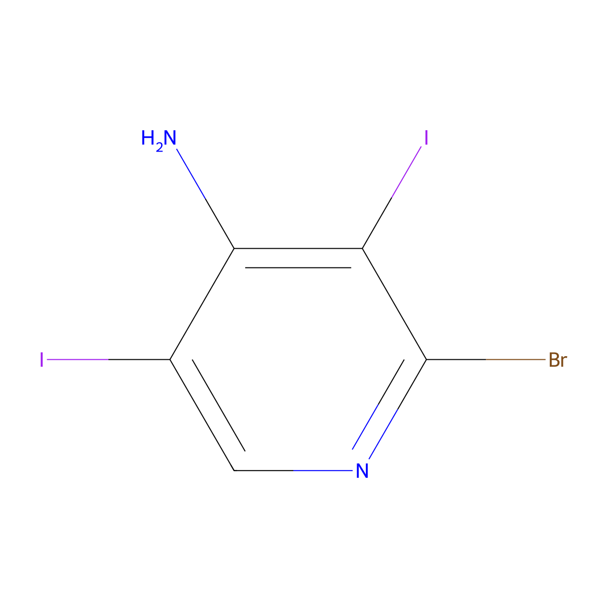 2-Bromo-3,5-diiodopyridin-4-amine molecular structure, CAS 1377578-93-2