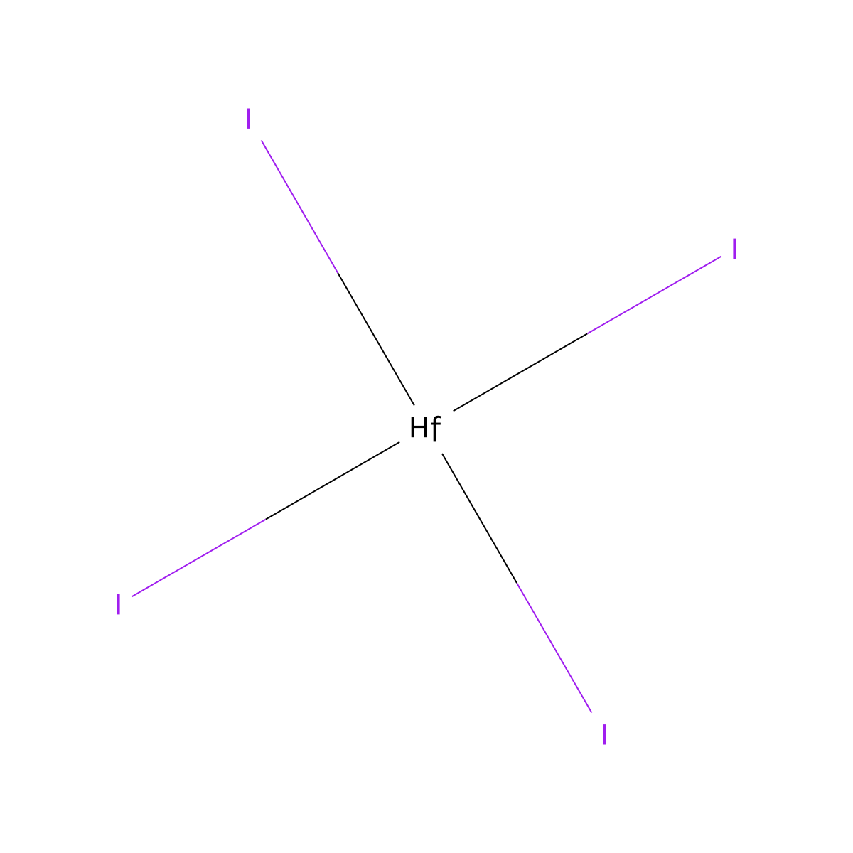 Hafnium iodide (HfI4) molecular structure, CAS 13777-23-6