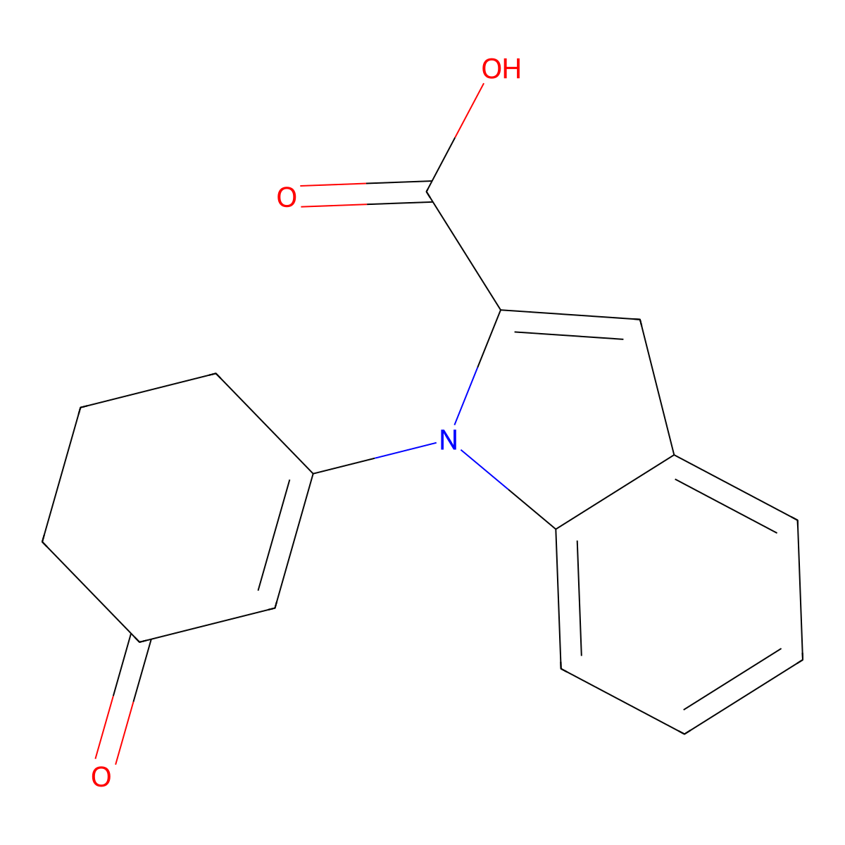 1-(3-Oxocyclohex-1-en-1-yl)-1H-indole-2-carboxylic acid molecular structure, CAS 137777-12-9