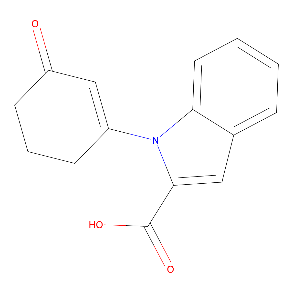 1-(3-Oxocyclohex-1-en-1-yl)-1H-indole-2-carboxylic acid molecular structure, CAS 137777-12-9