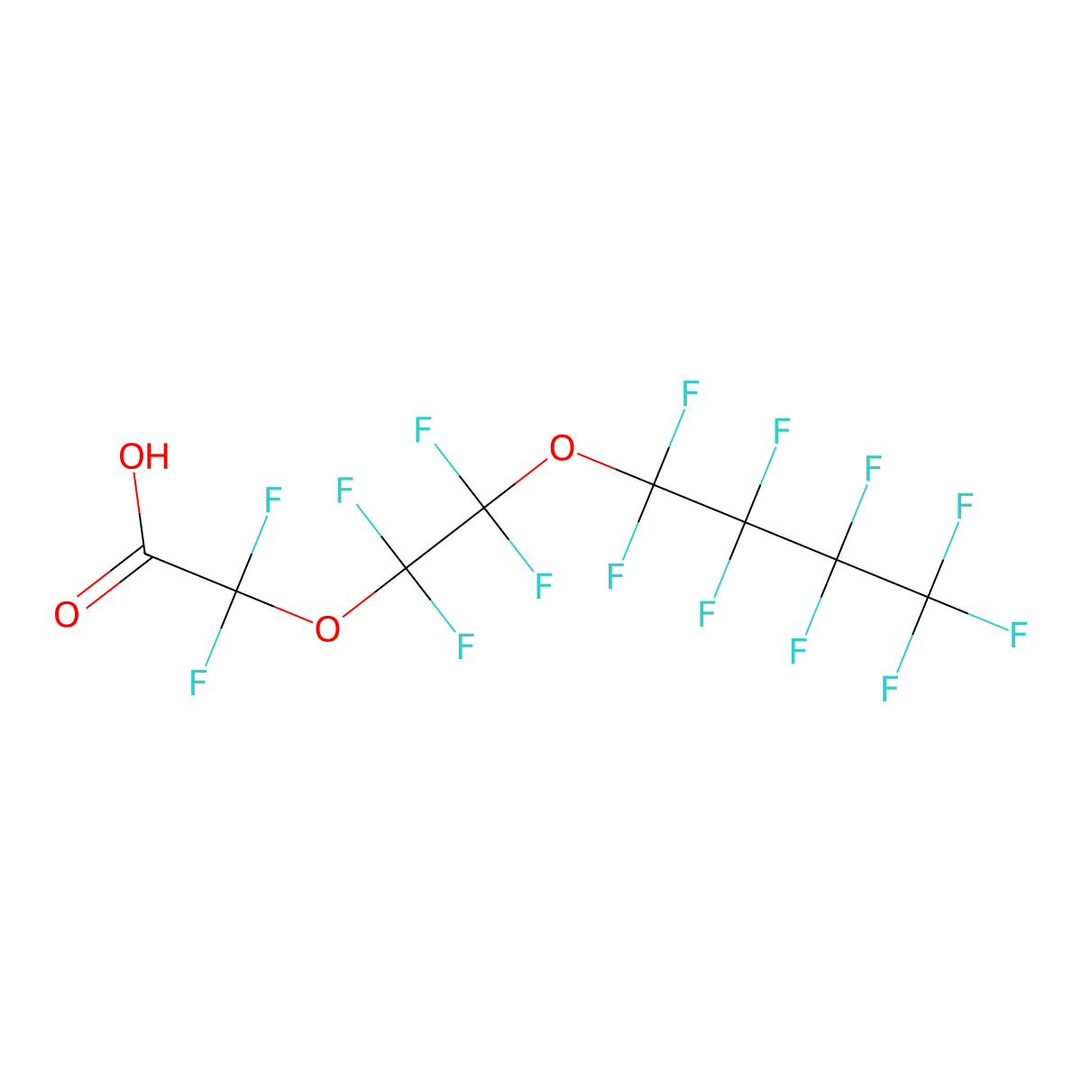 Perfluoro-3,6-dioxadecanoic acid molecular structure, CAS 137780-69-9
