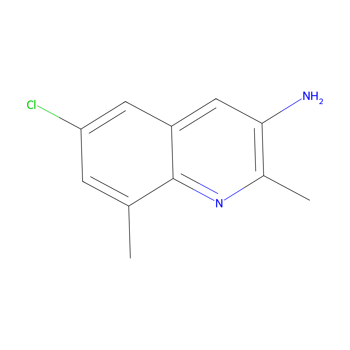 6-Chloro-2,8-dimethylquinolin-3-amine molecular structure, CAS 1377828-35-7
