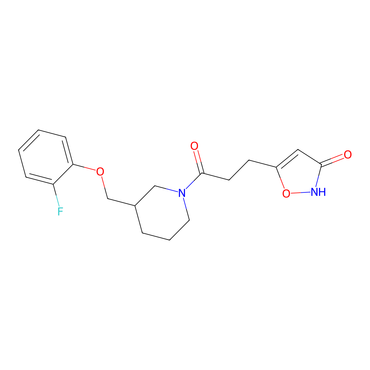 5-(3-{3-[(2-Fluorophenoxy)methyl]-1-piperidinyl}-3-oxopropyl)-3-isoxazolol molecular structure, CAS 1377877-28-5