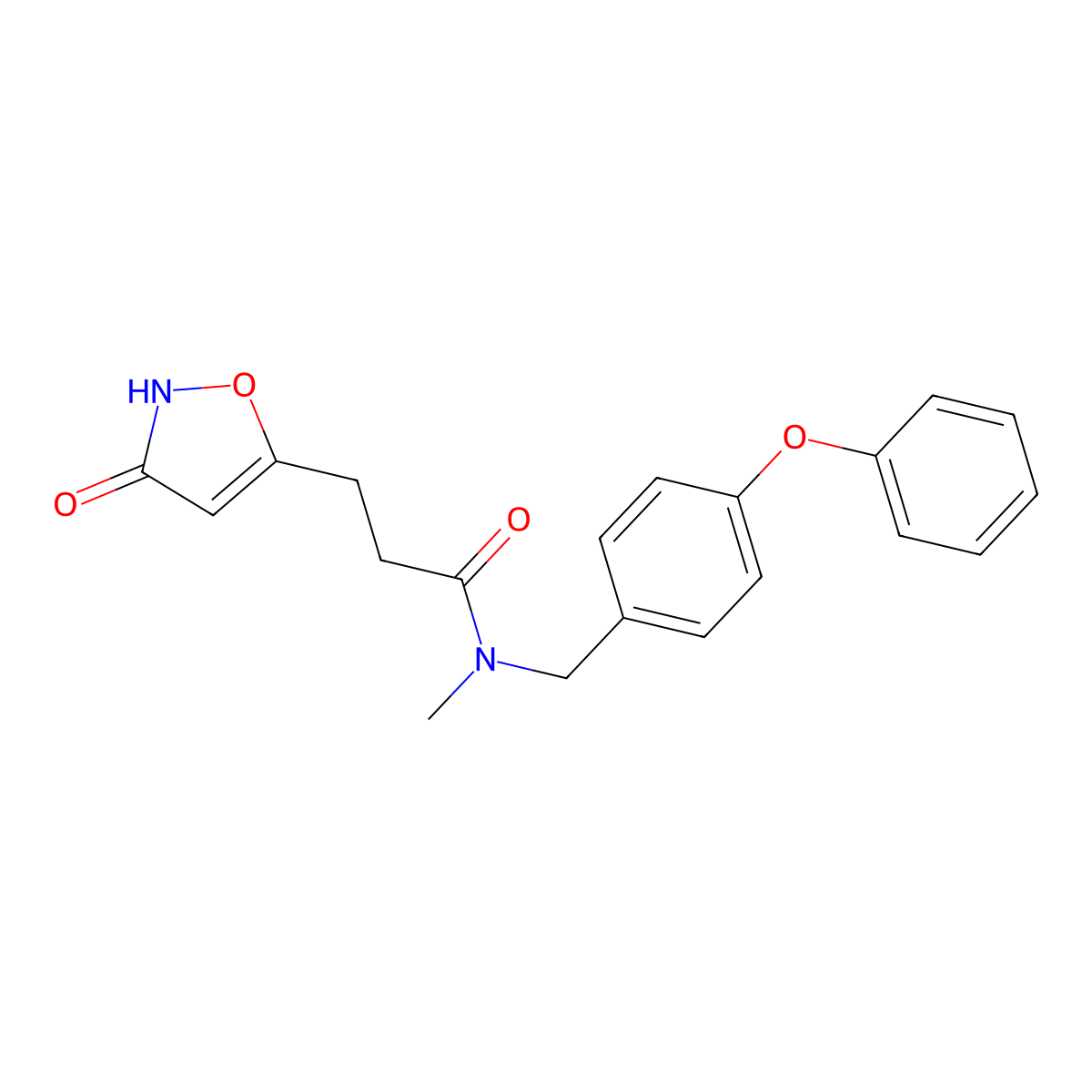 N-Methyl-3-(3-oxo-2,3-dihydroisoxazol-5-yl)-N-(4-phenoxybenzyl)propanamide molecular structure, CAS 1377893-69-0