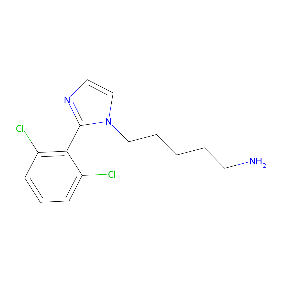 5-[2-(2,6-dichlorophenyl)-1H-imidazol-1-yl]pentan-1-amine molecular structure, CAS 1377895-04-9