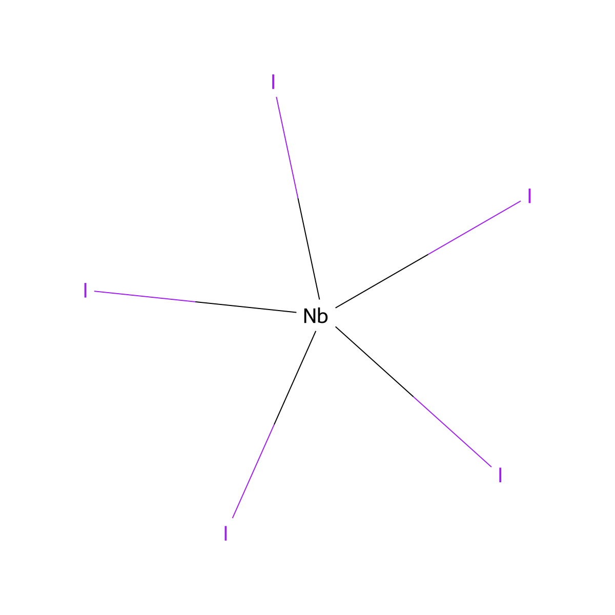 Niobium pentaiodide molecular structure, CAS 13779-92-5