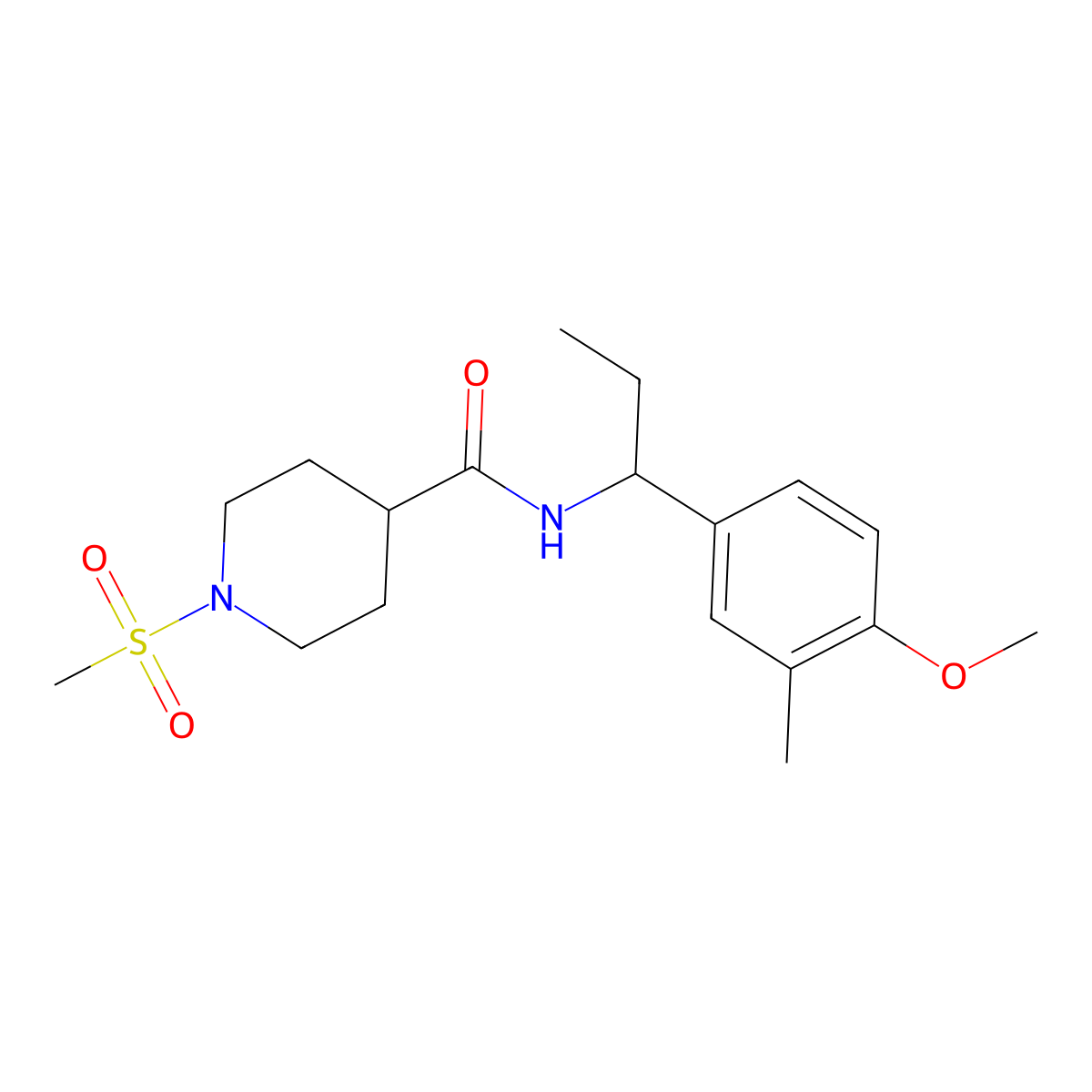 N-[1-(4-methoxy-3-methylphenyl)propyl]-1-(methylsulfonyl)piperidine-4-carboxamide molecular structure, CAS 1377915-45-1