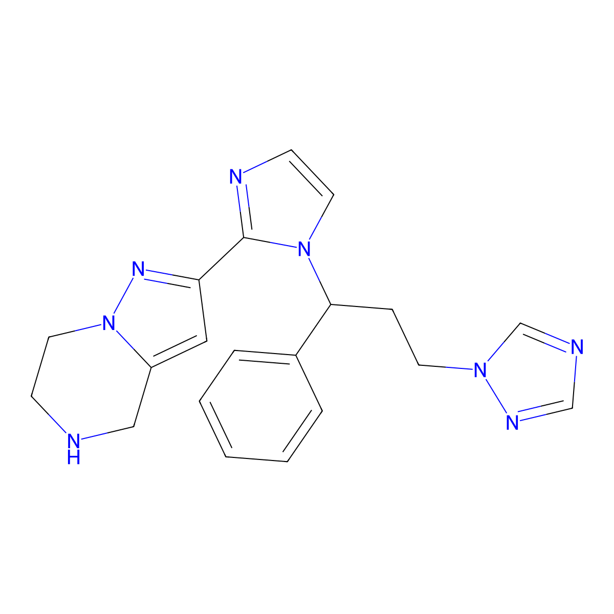 2-{1-[1-phenyl-3-(1H-1,2,4-triazol-1-yl)propyl]-1H-imidazol-2-yl}-4,5,6,7-tetrahydropyrazolo[1,5-a]pyrazine dihydrochloride molecular structure, CAS 1377917-30-0