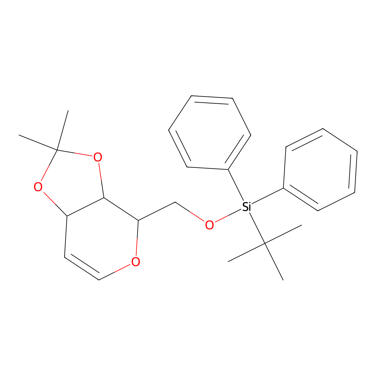 3,4-O-Isopropylidene-6-O-tert-butyldiphenylsilyl-D-galactal molecular structure, CAS 137792-66-6