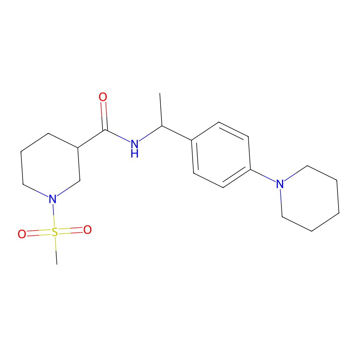 1-(methylsulfonyl)-N-{1-[4-(piperidin-1-yl)phenyl]ethyl}piperidine-3-carboxamide molecular structure, CAS 1377928-52-3