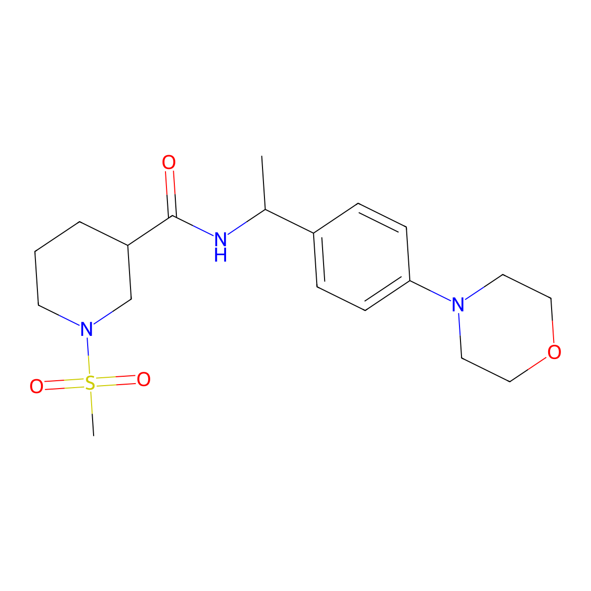 1-(methylsulfonyl)-N-{1-[4-(morpholin-4-yl)phenyl]ethyl}piperidine-3-carboxamide molecular structure, CAS 1377930-16-9