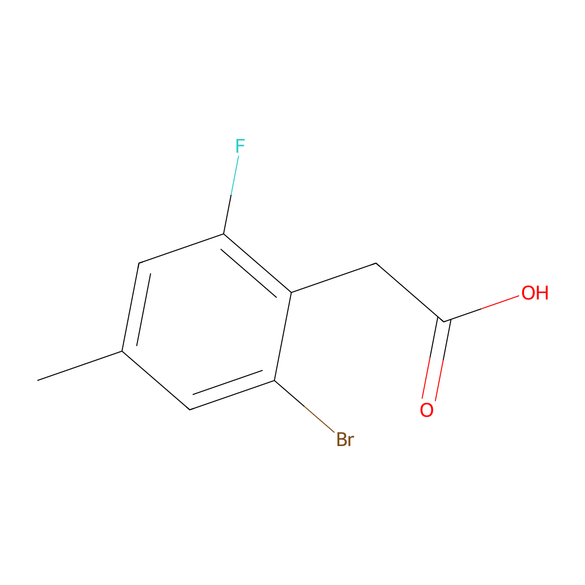 2-(2-Bromo-6-fluoro-4-methylphenyl)acetic acid molecular structure, CAS 1377934-85-4