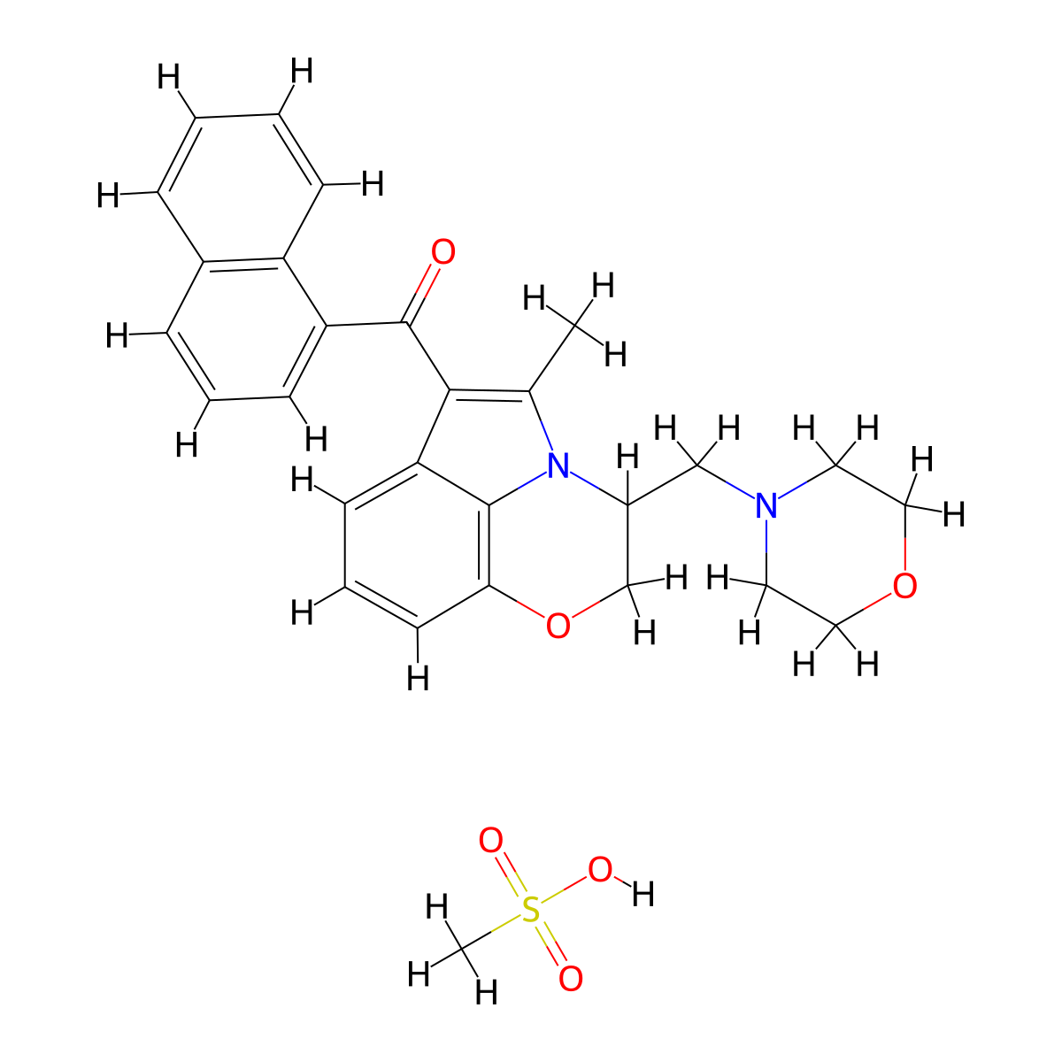 (2,3-Dihydro-5-methyl-3-((4-morpholinyl)methyl)pyrrolo-(1,2,3-de)-1,4-benzoxazin-6-yl)(1-naphthalenyl)methanone monomethanesulfonate molecular structure, CAS 137795-17-6