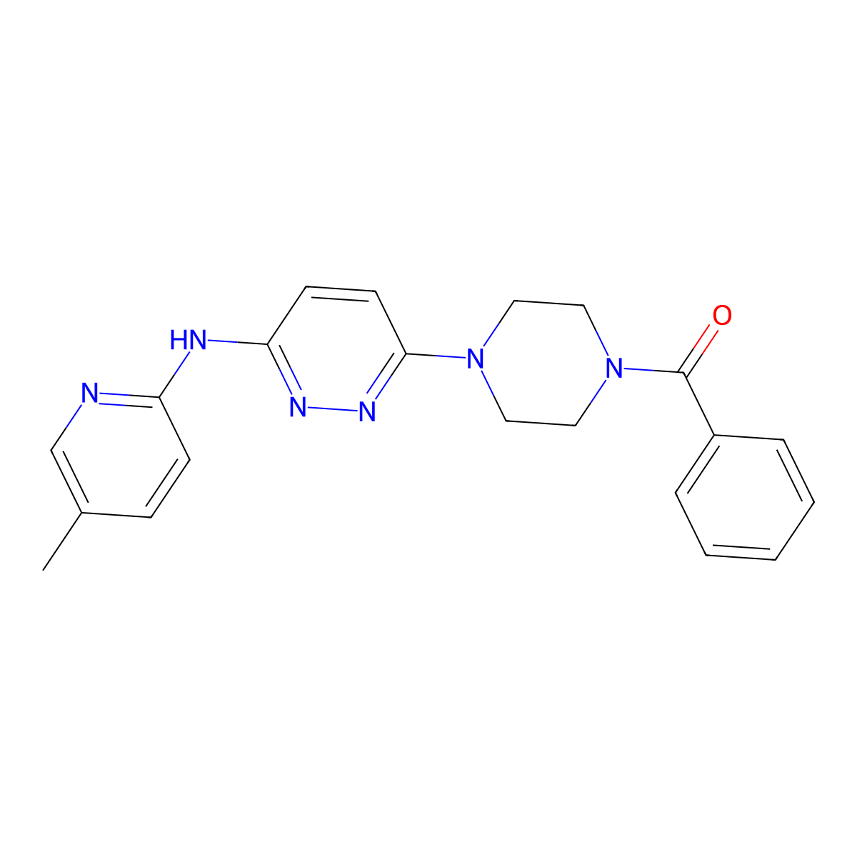 (4-(6-((5-Methylpyridin-2-yl)amino)pyridazin-3-yl)piperazin-1-yl)(phenyl)methanone molecular structure, CAS 1377951-03-5