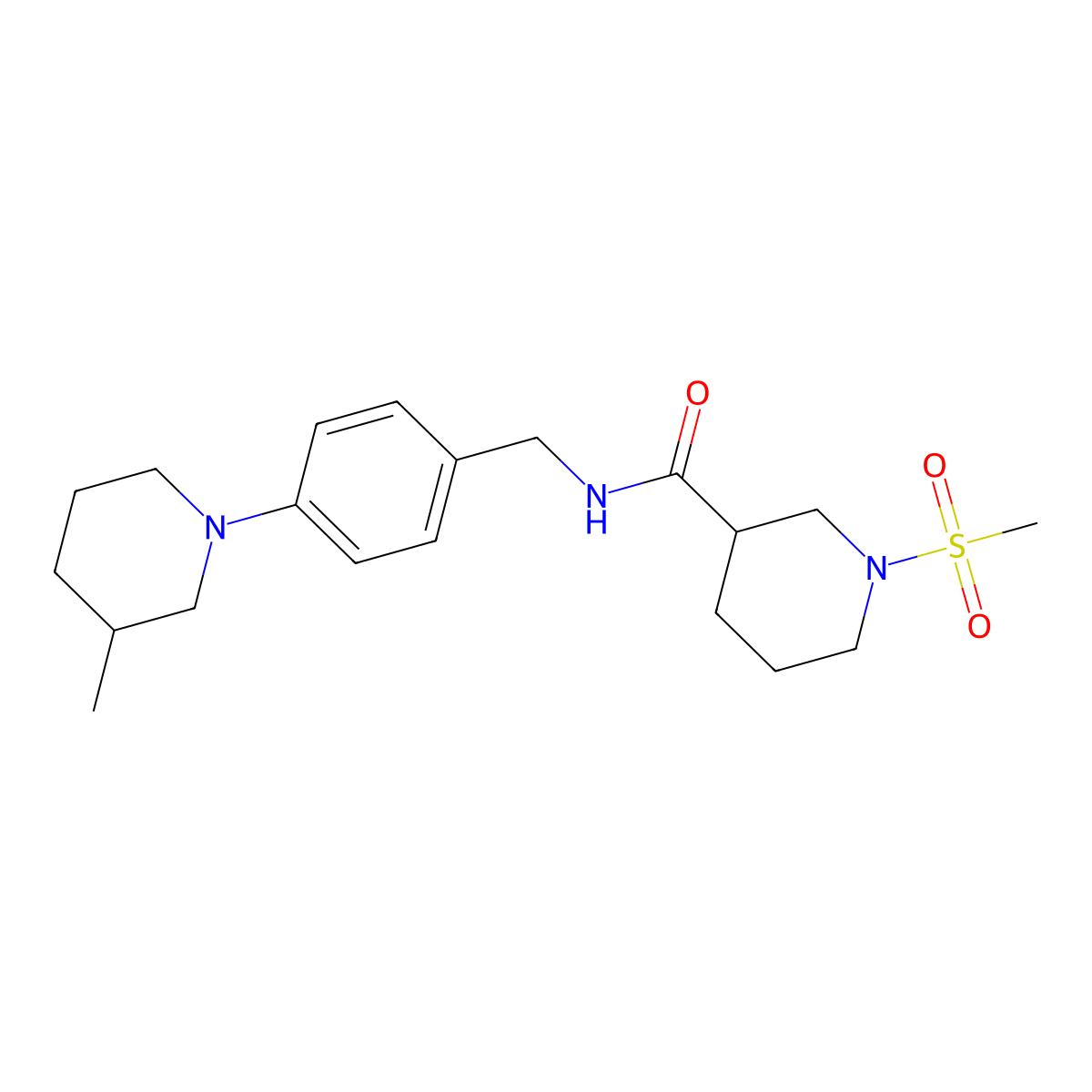 N-[4-(3-methylpiperidin-1-yl)benzyl]-1-(methylsulfonyl)piperidine-3-carboxamide molecular structure, CAS 1377954-69-2