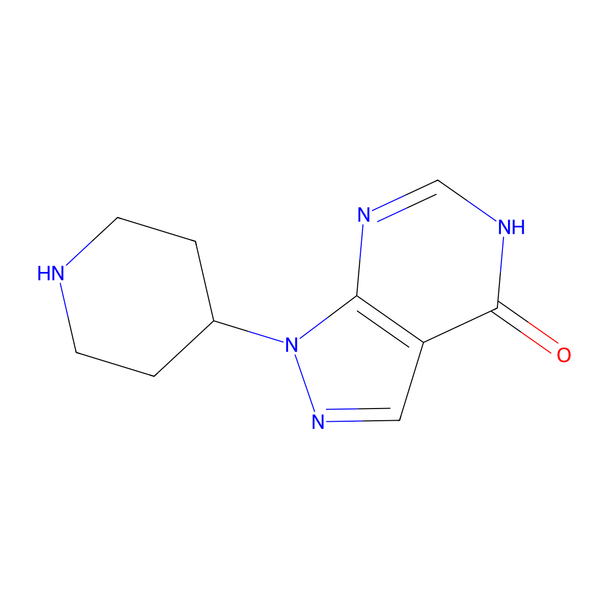 1-(piperidin-4-yl)-1H,4H,5H-pyrazolo[3,4-d]pyrimidin-4-one molecular structure, CAS 1377956-80-3