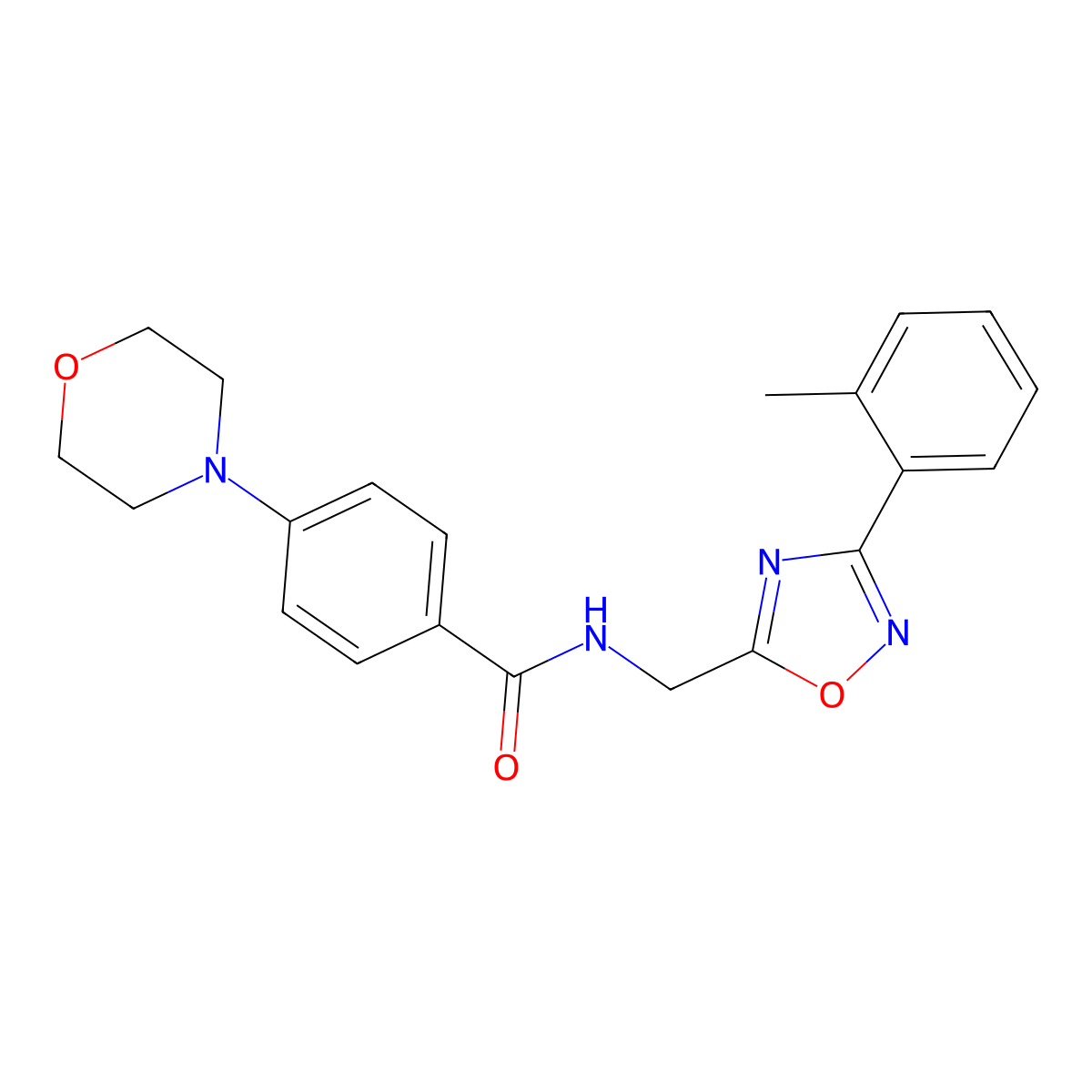 N-{[3-(2-methylphenyl)-1,2,4-oxadiazol-5-yl]methyl}-4-(morpholin-4-yl)benzamide molecular structure, CAS 1377957-80-6