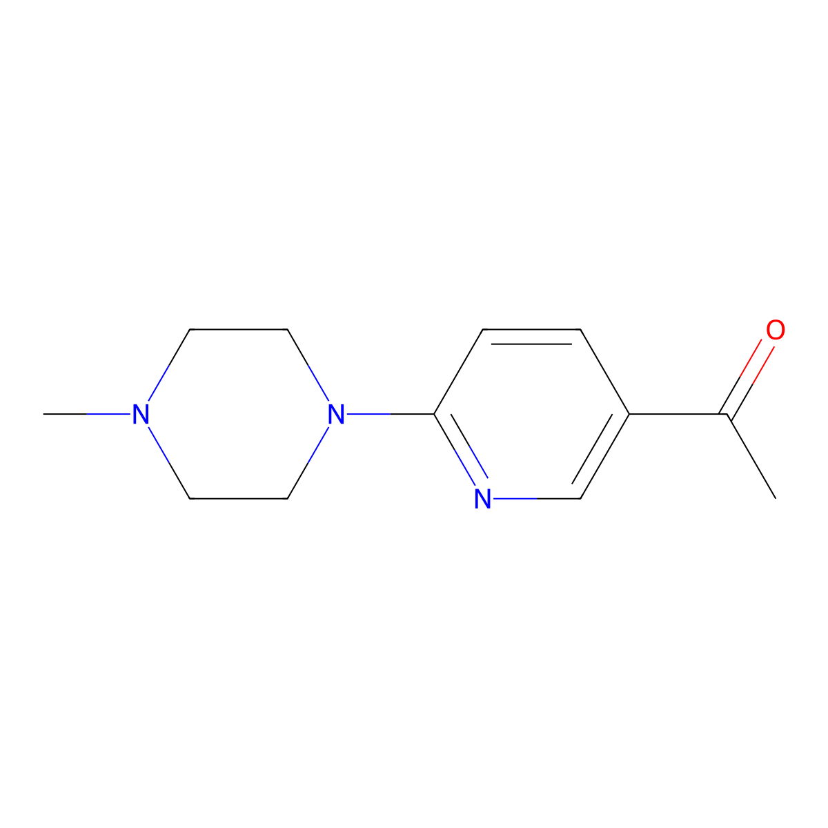 1-(6-(4-Methylpiperazin-1-yl)pyridin-3-yl)ethanone molecular structure, CAS 1377962-52-1
