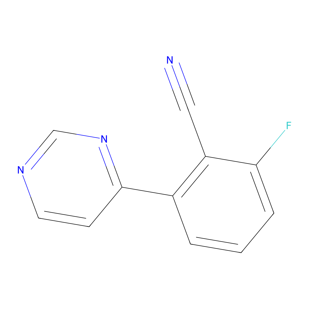 2-Fluoro-6-(pyrimidin-4-yl)benzonitrile molecular structure, CAS 1378005-02-7